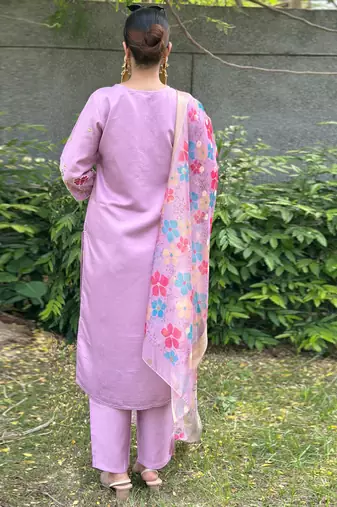 Lavender women kurta pant dupatta set