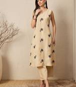 Beige women kurta pant set