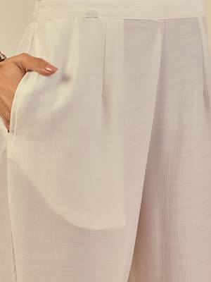 Cream women kurta pant dupatta set 4