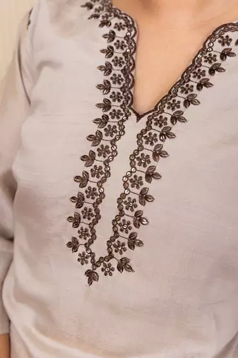 Grey women kurta pant dupatta set