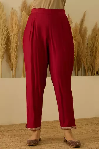 Red women kurta pant dupatta set