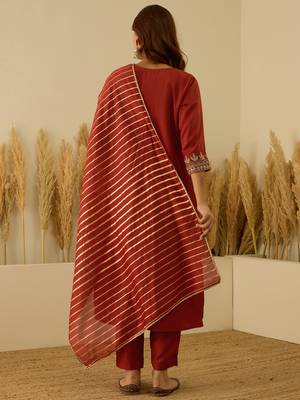 Peach women kurta pant dupatta set 2