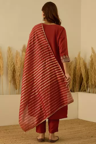 Peach women kurta pant dupatta set