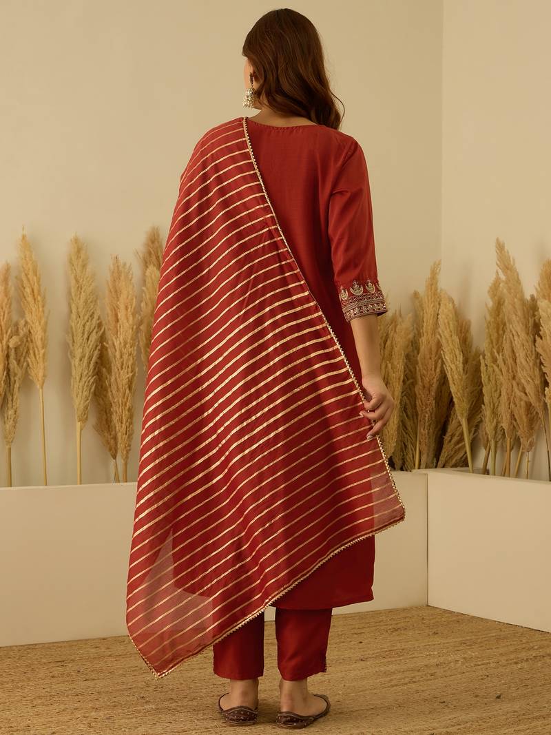 Peach women kurta pant dupatta set