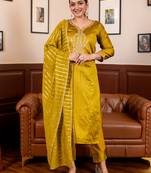 Lemon women kurta pant dupatta set