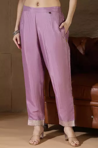 Purple women kurta pant dupatta set