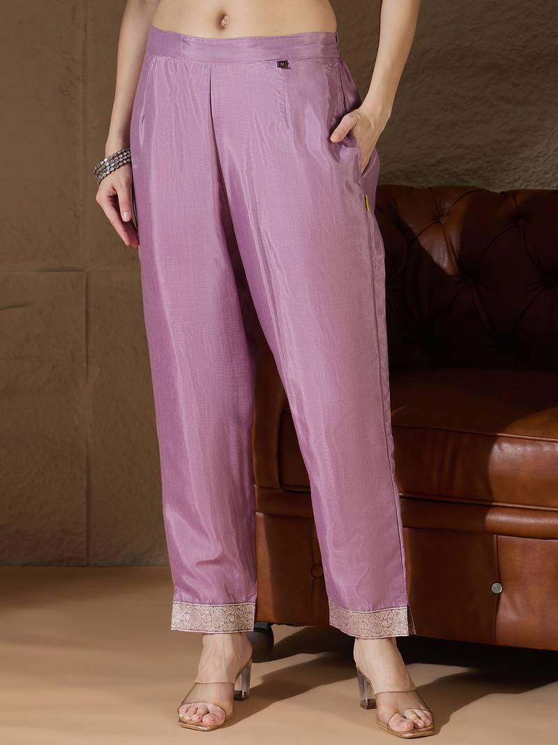 Purple women kurta pant dupatta set