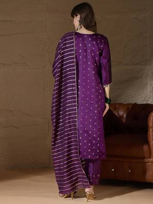 Purple women kurta pant dupatta set 2