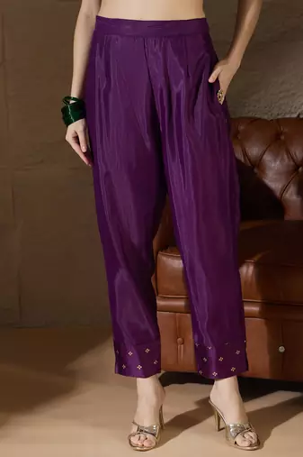 Purple women kurta pant dupatta set