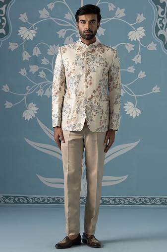 Digital printed bandhgala with machine touch-up