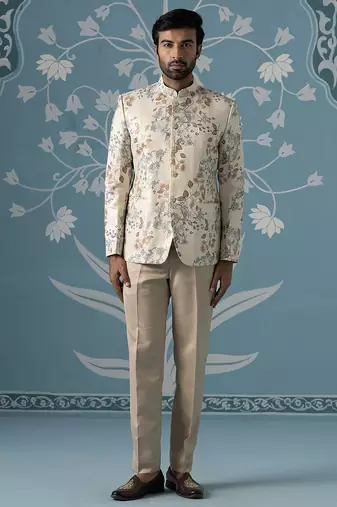 Digital printed bandhgala with machine touch-up