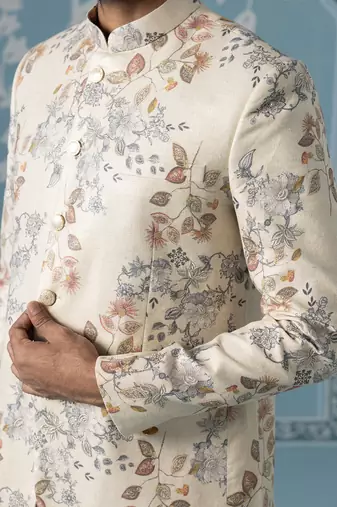 Digital printed bandhgala with machine touch-up