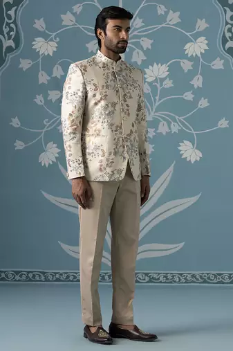 Digital printed bandhgala with machine touch-up