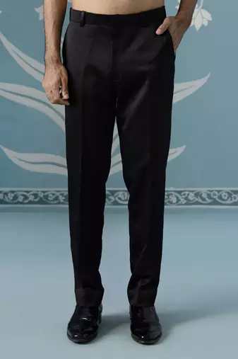 Teal blue textured bandhgala suit