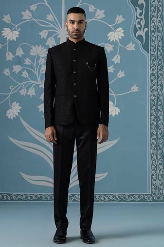 Classic black bandhgala suit set