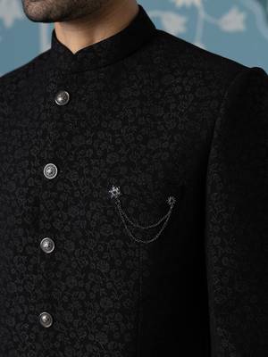 Classic black bandhgala suit set 2