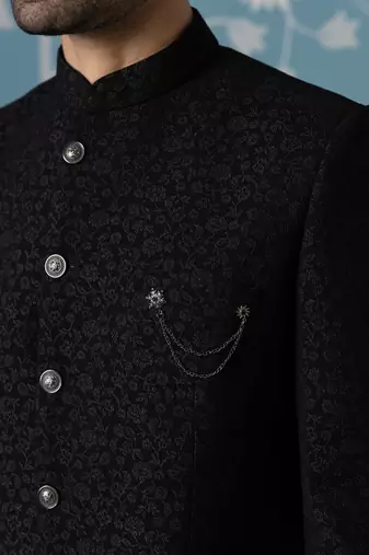 Classic black bandhgala suit set