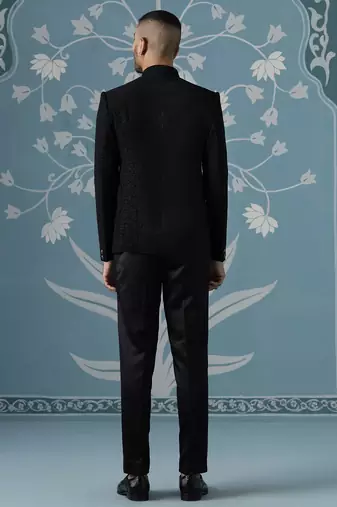 Classic black bandhgala suit set