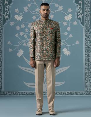 Floral printed bandhgala set 1