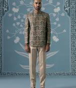 Floral printed bandhgala set