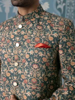 Floral printed bandhgala set 2
