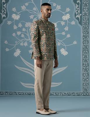 Floral printed bandhgala set 3