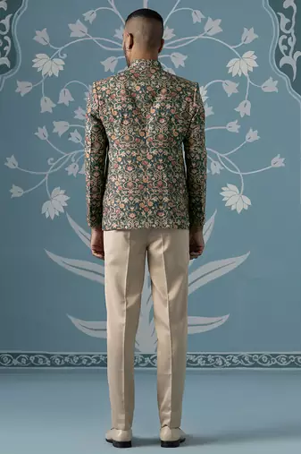 Floral printed bandhgala set