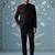Black maroon textured bandhgala suit