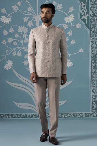 Light pastel onion pink bandhgala set