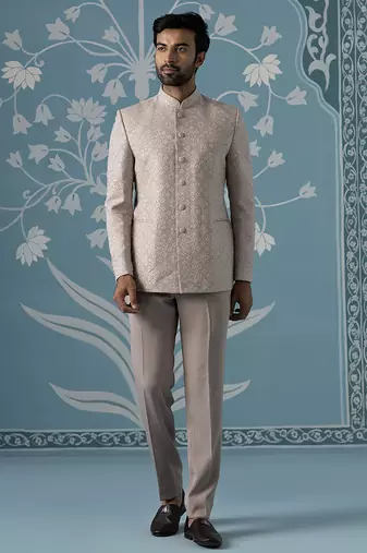 Light pastel onion pink bandhgala set