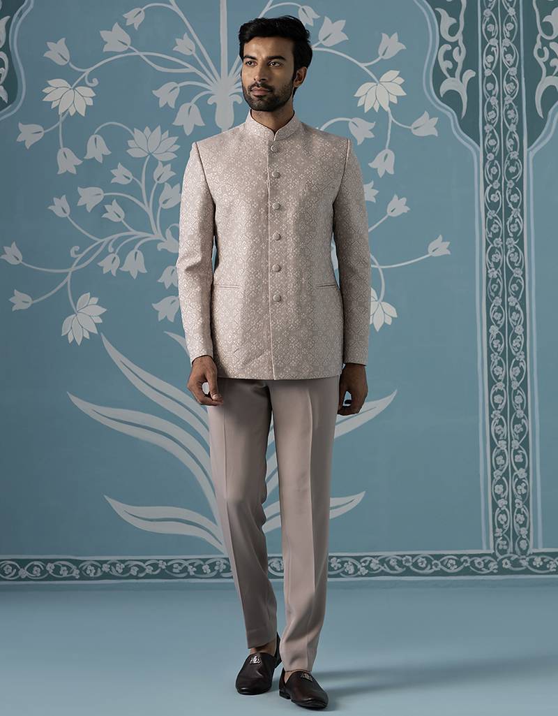 Light pastel onion pink bandhgala set