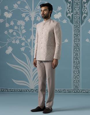 Light pastel onion pink bandhgala set 3