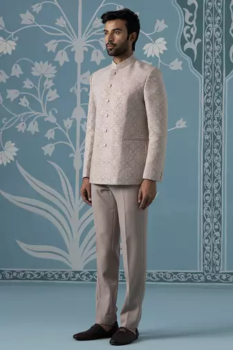 Light pastel onion pink bandhgala set