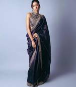 Purple sequins and dori embroidered saree