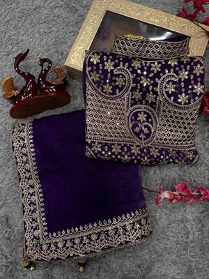 Purple sequins and dori embroidered saree 3