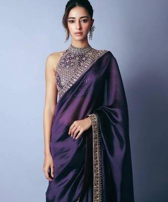 Purple sequins and dori embroidered saree 5