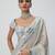 White color mirror work soft satin organza silk saree
