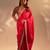 Red color sequence embroidery work silk blend saree