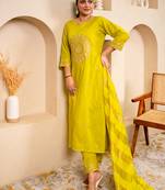 Lemon women kurta pant dupatta set
