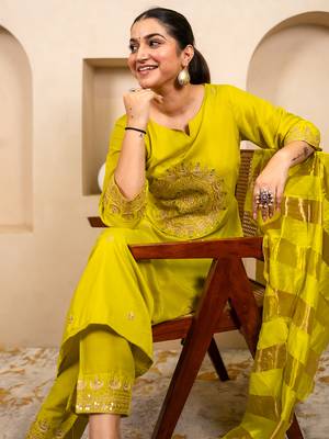 Lemon women kurta pant dupatta set 2