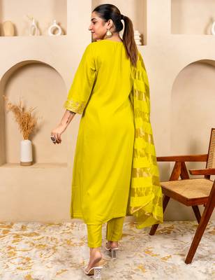 Lemon women kurta pant dupatta set 3