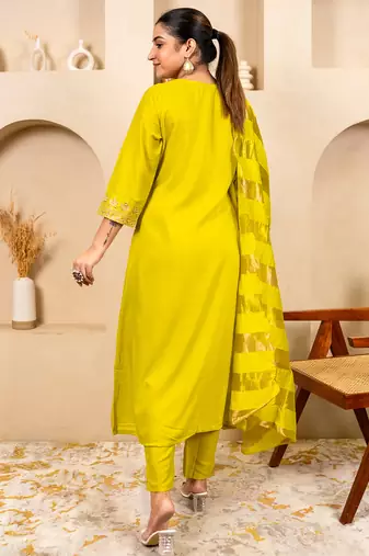 Lemon women kurta pant dupatta set