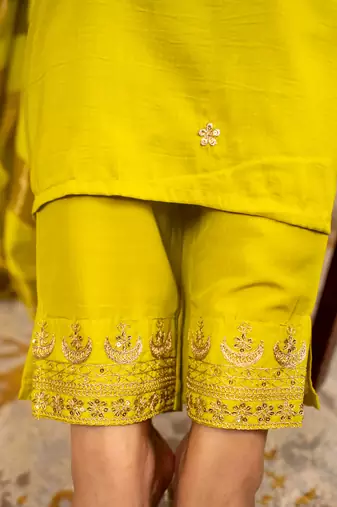 Lemon women kurta pant dupatta set
