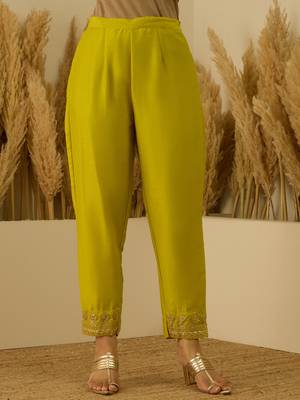 Lime-green women kurta pant dupatta set 4
