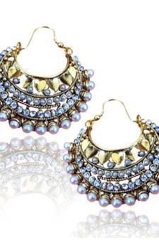 Pearl Bali Earring with Golden Hearts ha85 DDS 17