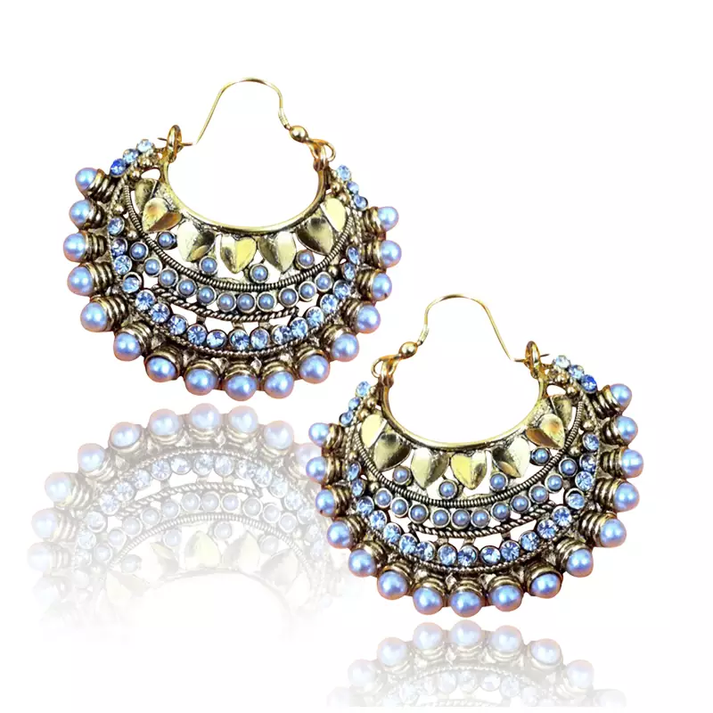 Pearl Bali Earring with Golden Hearts ha85 DDS 17