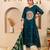 Teal women kurta pant dupatta set