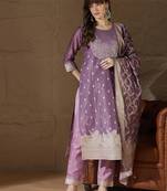 Purple women kurta pant dupatta set