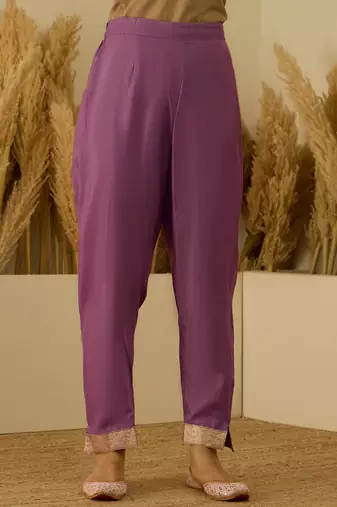 Purple women kurta pant dupatta set