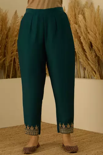 Teal-blue women kurta pant dupatta set